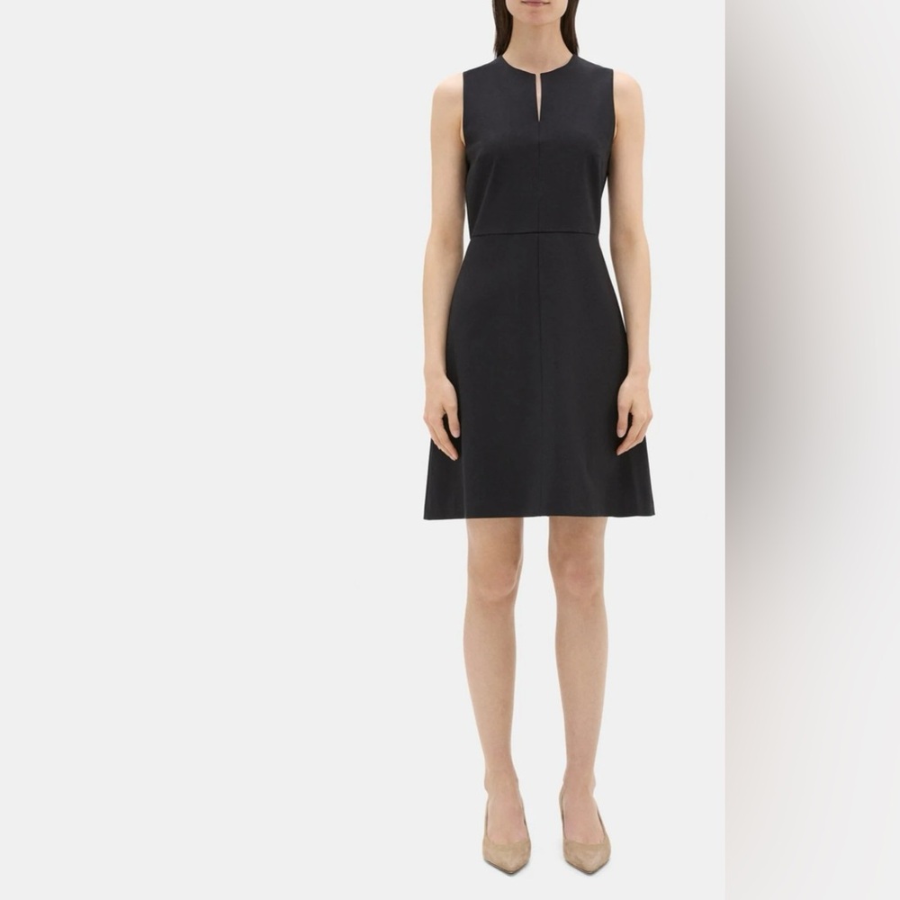 Theory Split Front Dress In Stretch Wool